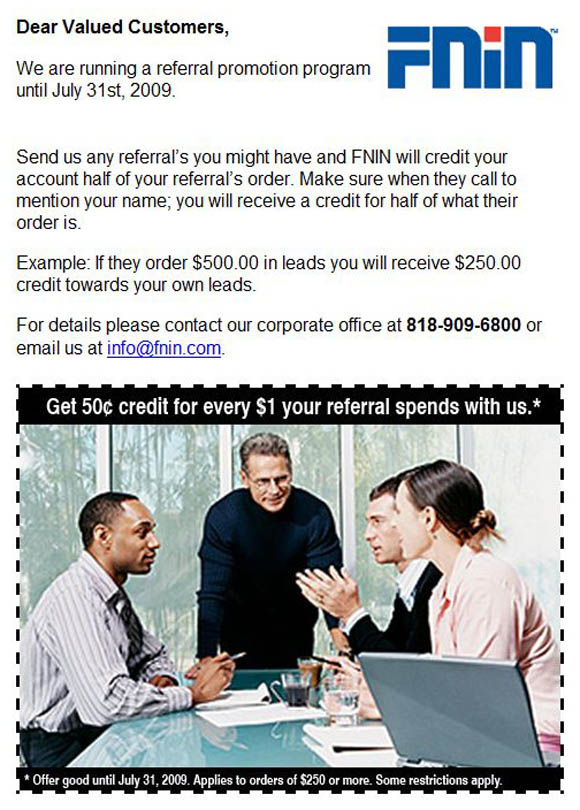 FNIN Customer Referral Promotion