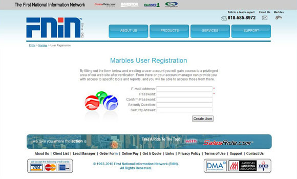 FNIN Marbles User Registration