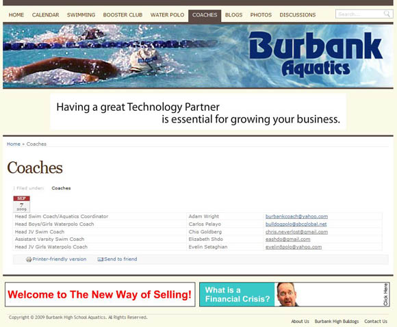 Burbank Aquatics Coaches