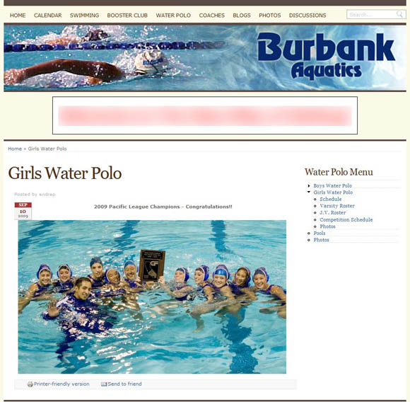 Burbank Aquatics Water Polo Girls