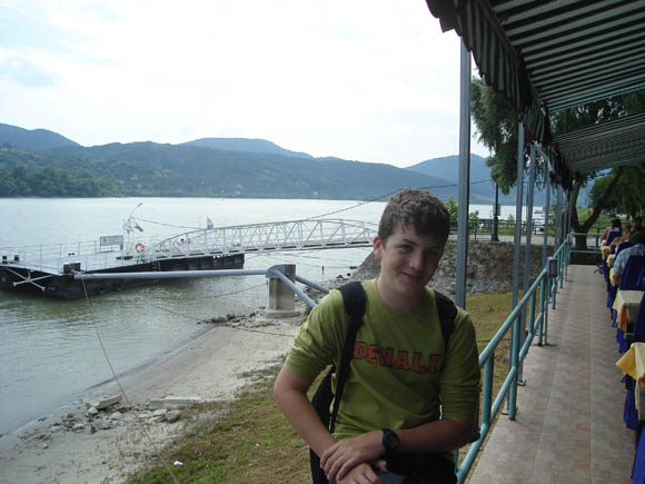 My friends young son with the Danube in the background