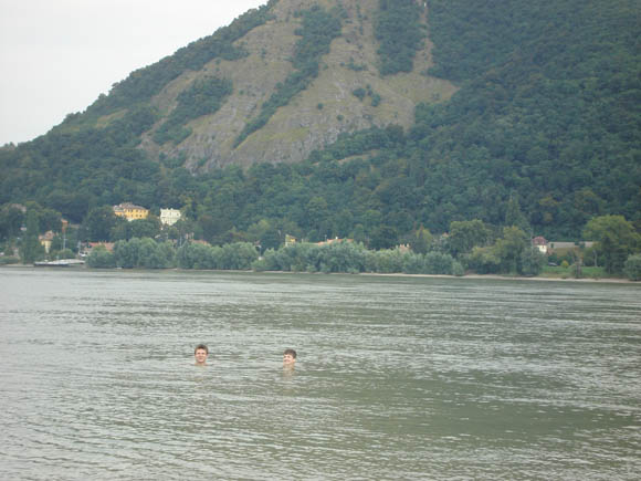 Taking a dip in the Duna at Visegrád