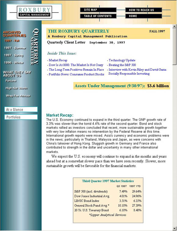 Roxbury Capital Management The Roxbury Quarterly