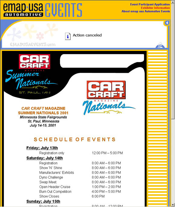 Car Craft Magazine Summer Nationals Event Schedule