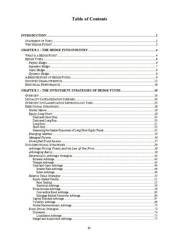Research Project Table of Contents Page 1