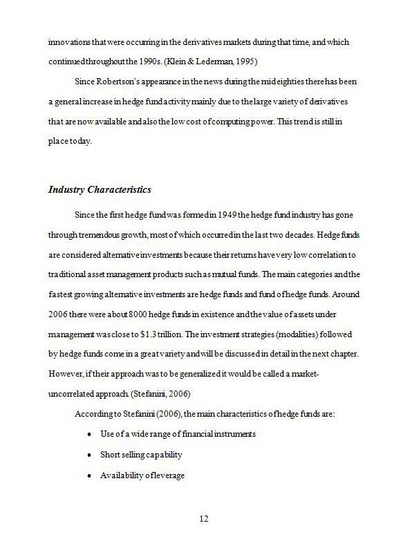 Research Project Chapter 1 The Hedge Fund Industry pg12